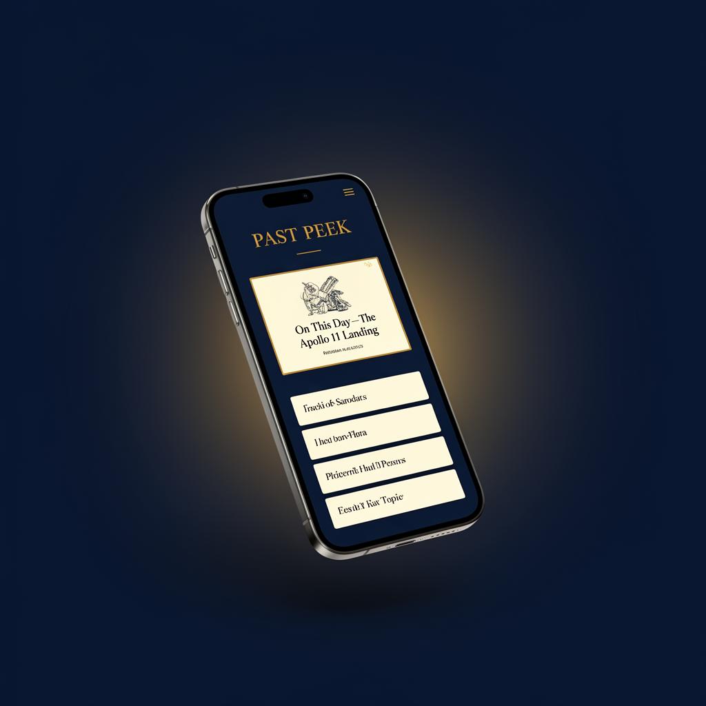 PAST PEEK app on iPhone showing today's featured topic